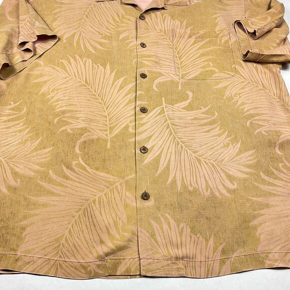 Tommy Bahama Mens Silk Button Up Camp Shirt Leaf Print Short Sleeve Aloha XL - Picture 2 of 9